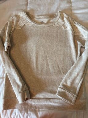 St. John's Bay Neutral Lace-Trim Scoop Neck Sweatshirt